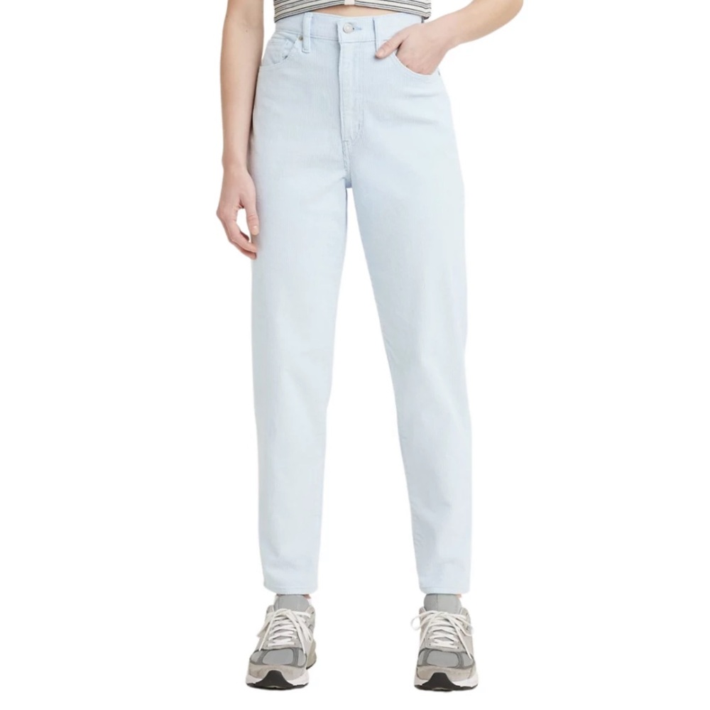 Levi’s Corduroy High Waisted Straight Leg Mom Jeans Light Blue - 32